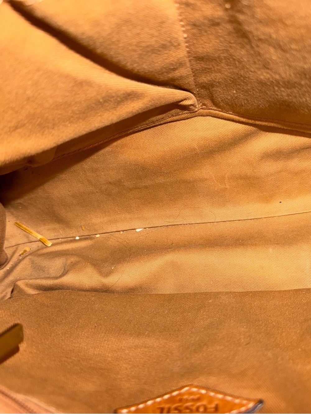 Fossil Tan Leather Satchel with Key Charm - Picture 7 of 9